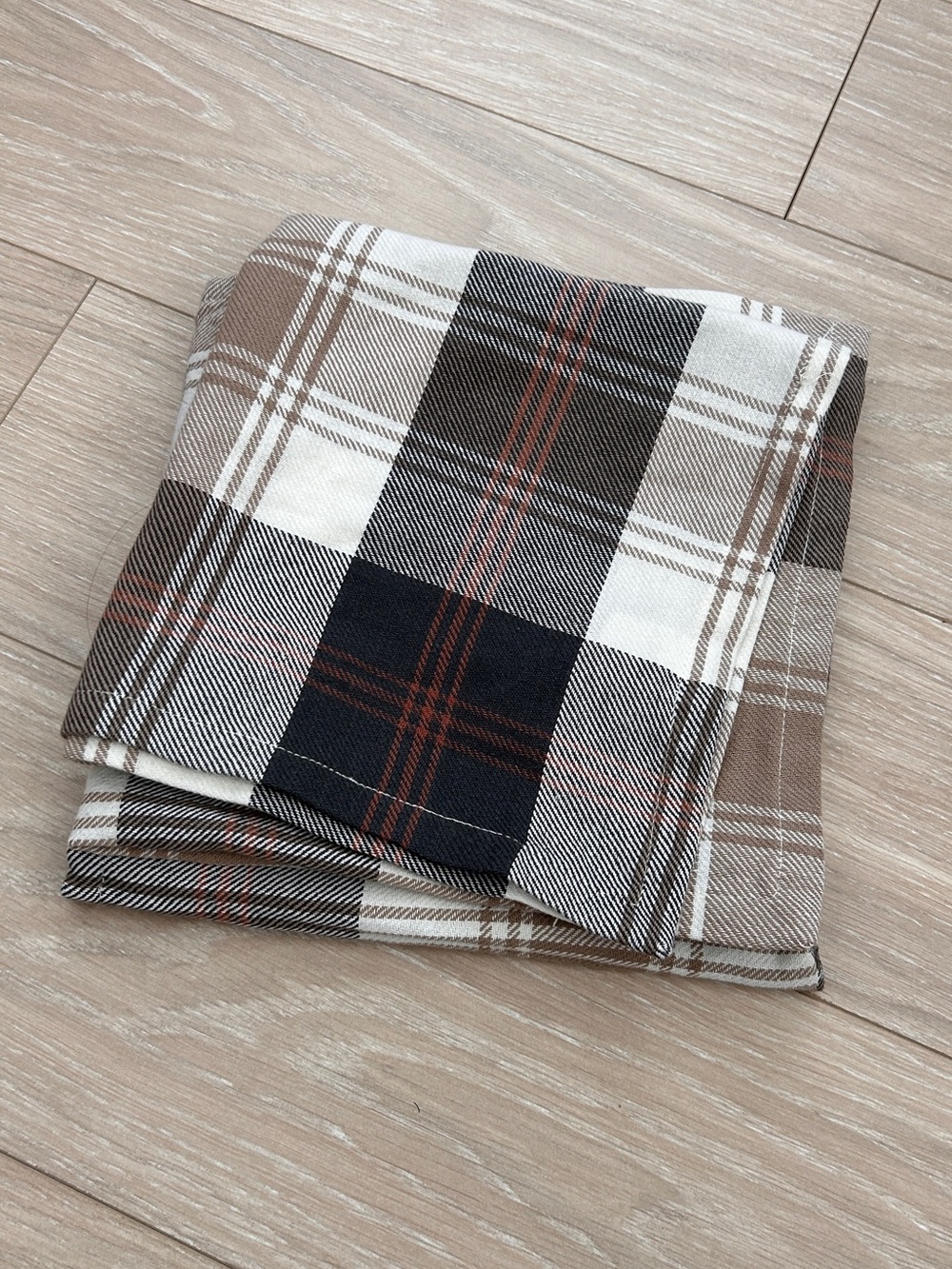HEARTH & HAND fall plaid cloth napkins - tan cream rust - set of 3